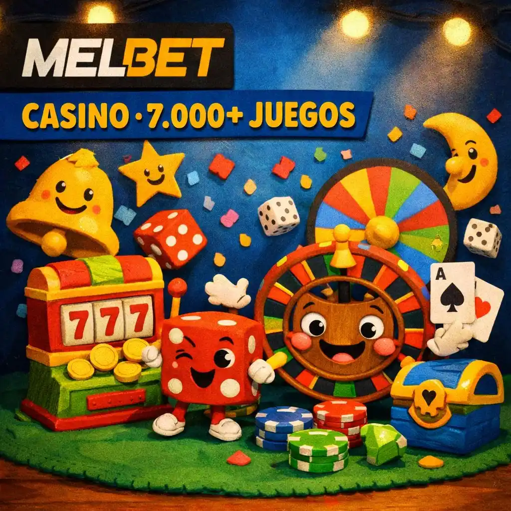 Melbet casino tragamonedas dados dorados cartas oscuro neon azul